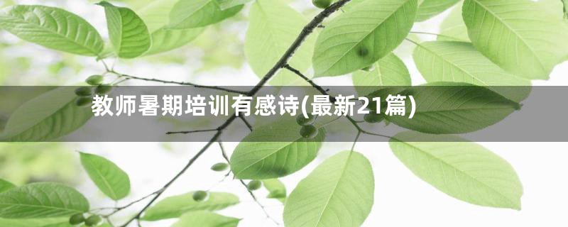 教师暑期培训有感诗(最新21篇)