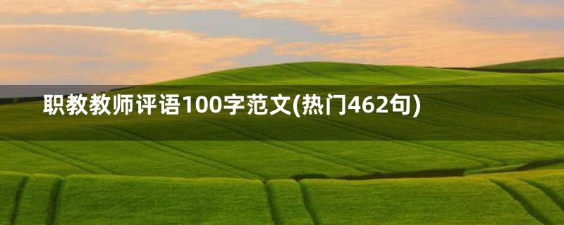 职教教师评语100字范文(热门462句)