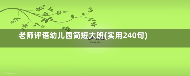 老师评语幼儿园简短大班(实用240句)