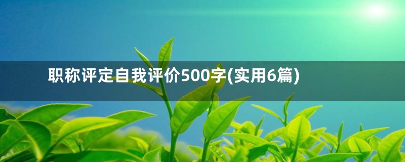 职称评定自我评价500字(实用6篇)