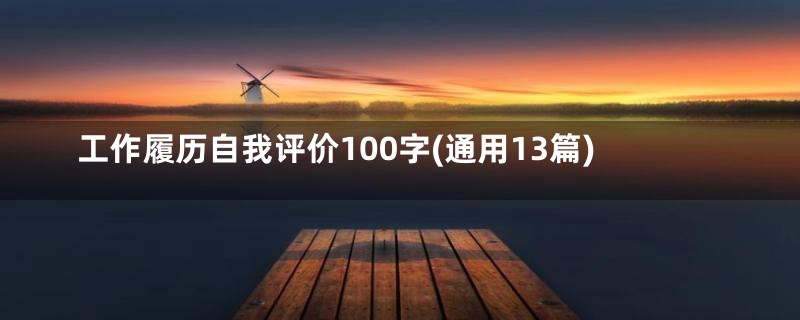 工作履历自我评价100字(通用13篇)