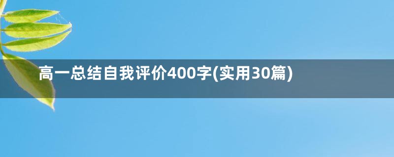 高一总结自我评价400字(实用30篇)