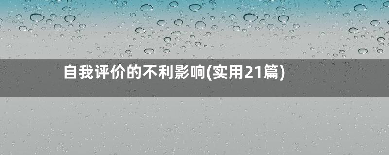 自我评价的不利影响(实用21篇)