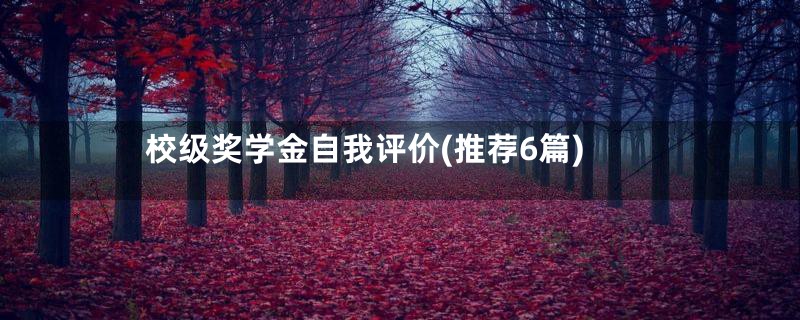 校级奖学金自我评价(推荐6篇)