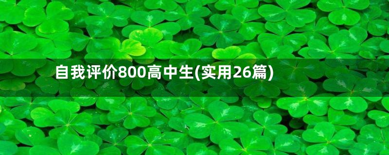 自我评价800高中生(实用26篇)